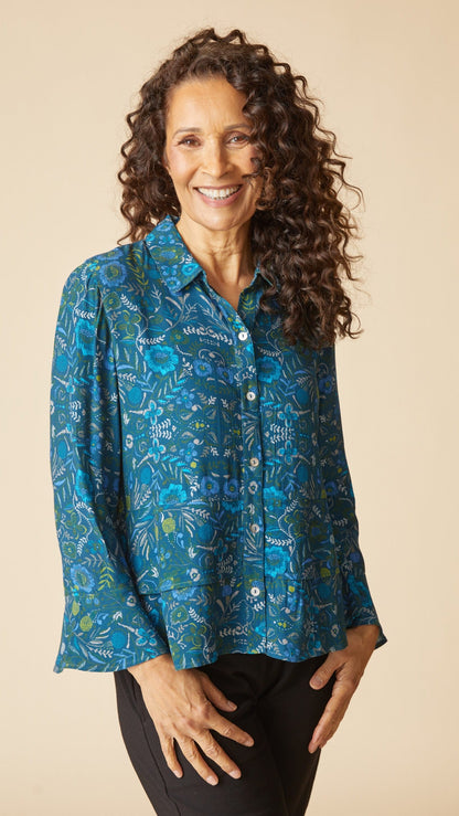 Habitat Blouses Habitat English Garden Flounce Bracelet Sleeve Shirt - Multiple Colors 96036062 Habitat English Garden Flounce Bracelet Sleeve Shirt - Multiple Colors