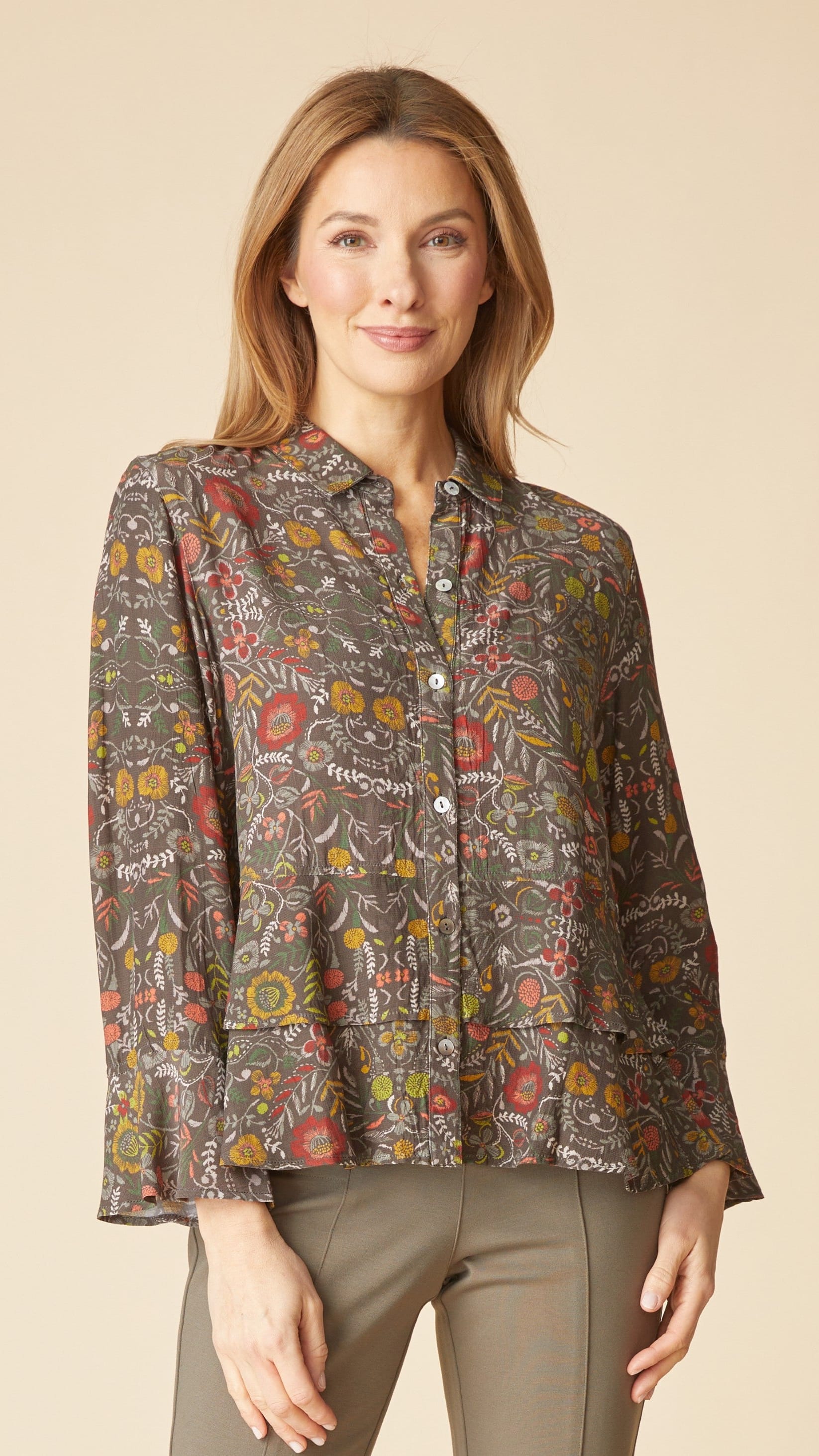 Habitat Blouses Habitat English Garden Flounce Bracelet Sleeve Shirt - Multiple Colors 95872222 Habitat English Garden Flounce Bracelet Sleeve Shirt - Multiple Colors