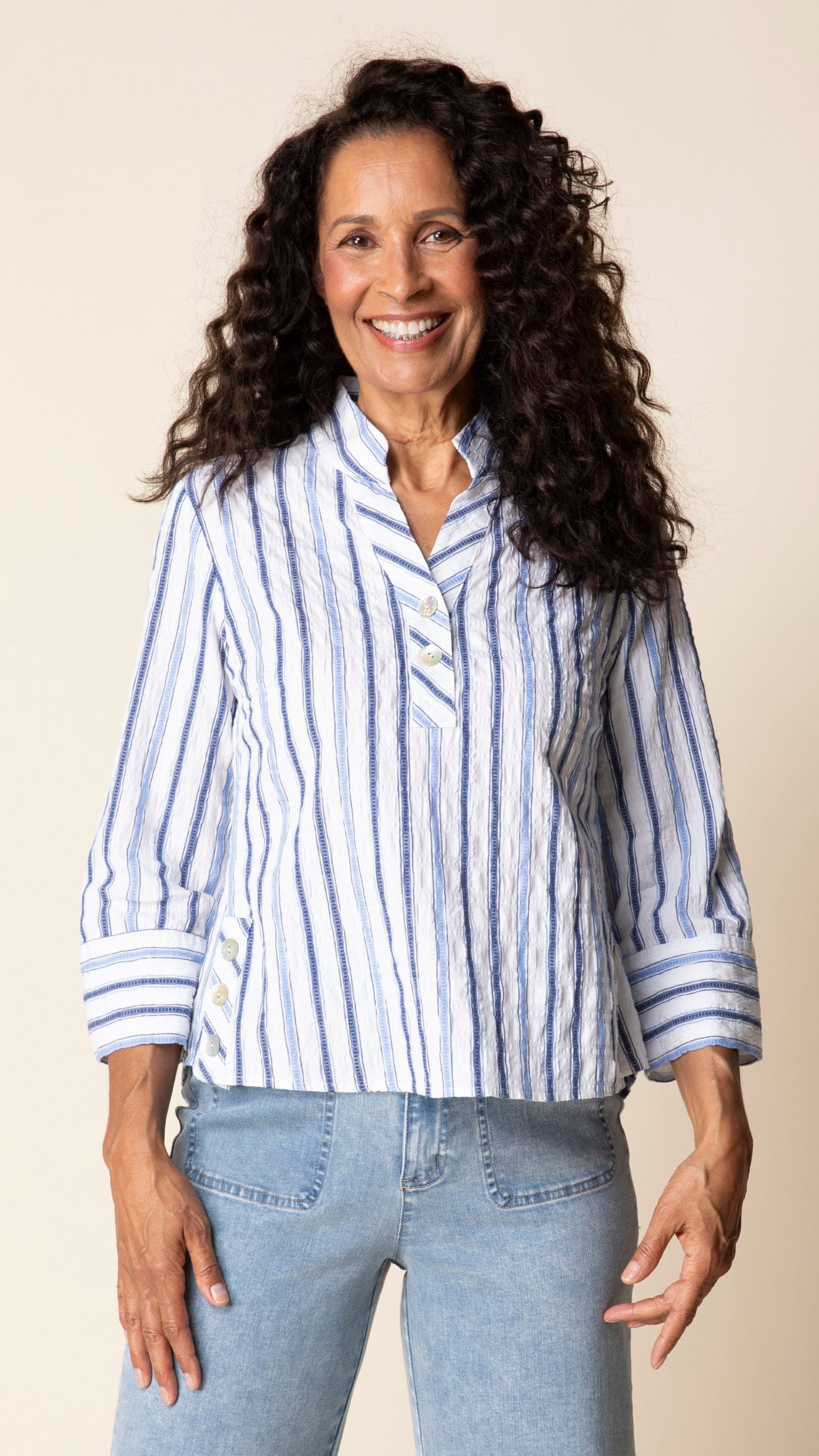 Habitat Blouses Habitat The Hamptons Stripe Half Placket Pullover 28017374 Habitat The Hamptons Stripe Half Placket Pullover
