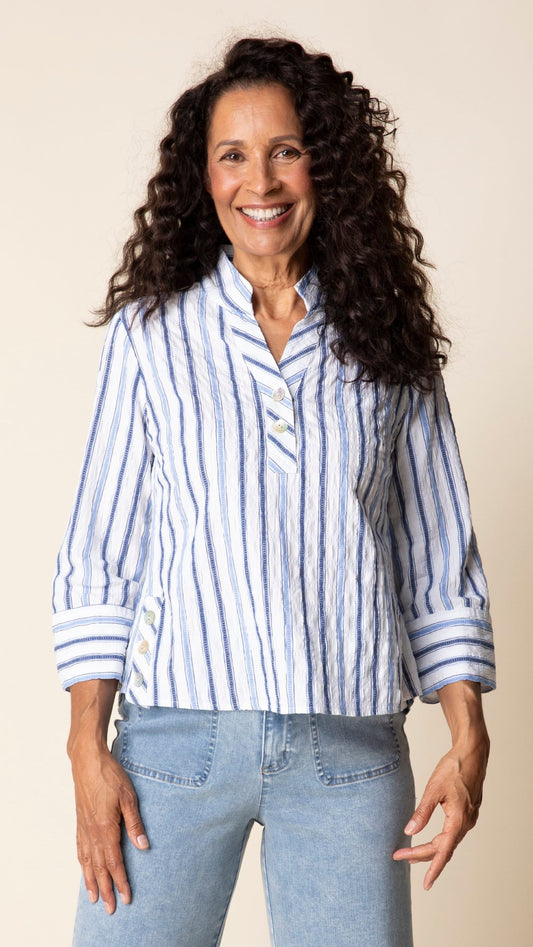 Habitat Blouses Habitat The Hamptons Stripe Half Placket Pullover 28017374 Habitat The Hamptons Stripe Half Placket Pullover