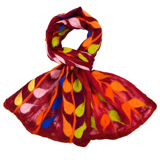BNB Crafts Scarves BNB Felted Leaf Design Scarf - Multiple Colors BNB Felted Leaf Design Scarf - Multiple Colors