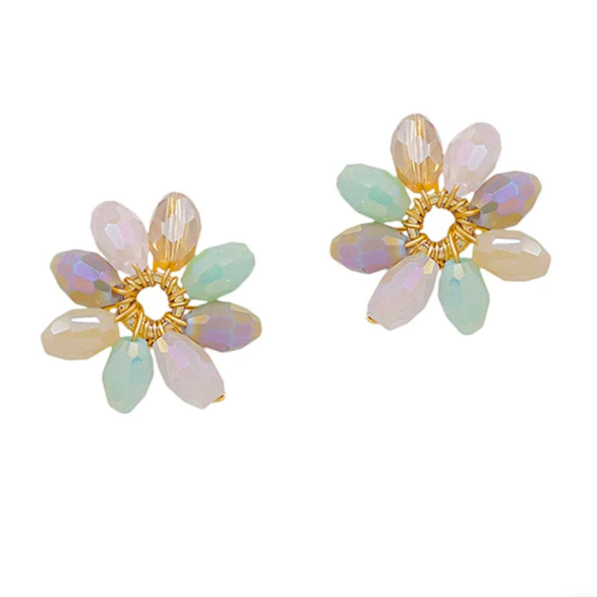 Flower Beaded Post Studs - Multiple Colors