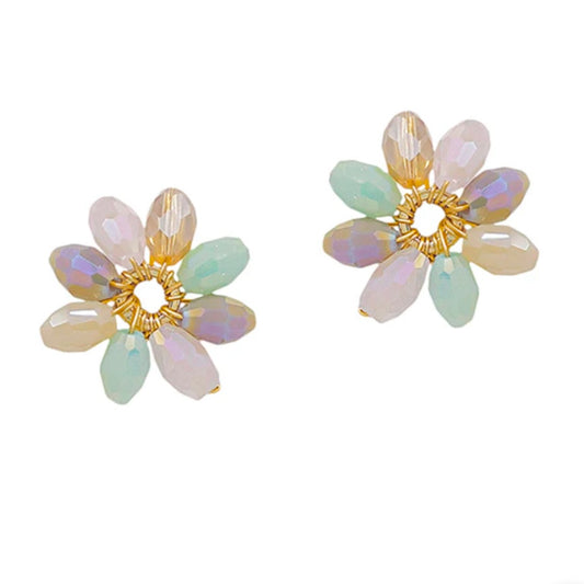 Flower Beaded Post Studs - Multiple Colors