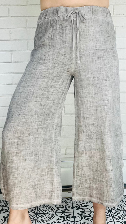 Tempo Paris Crop Linen Pant - Multiple Colors