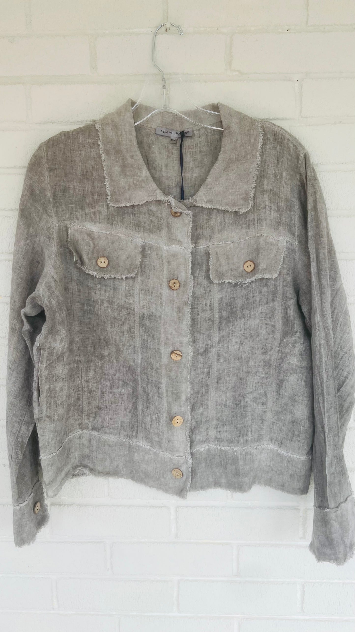 Tempo Paris Linen Fringe Jean Jacket - Multiple Colors