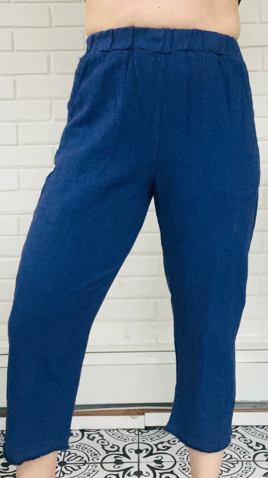 Cut Loose Crosshatch Raw Edge Crop Pant
