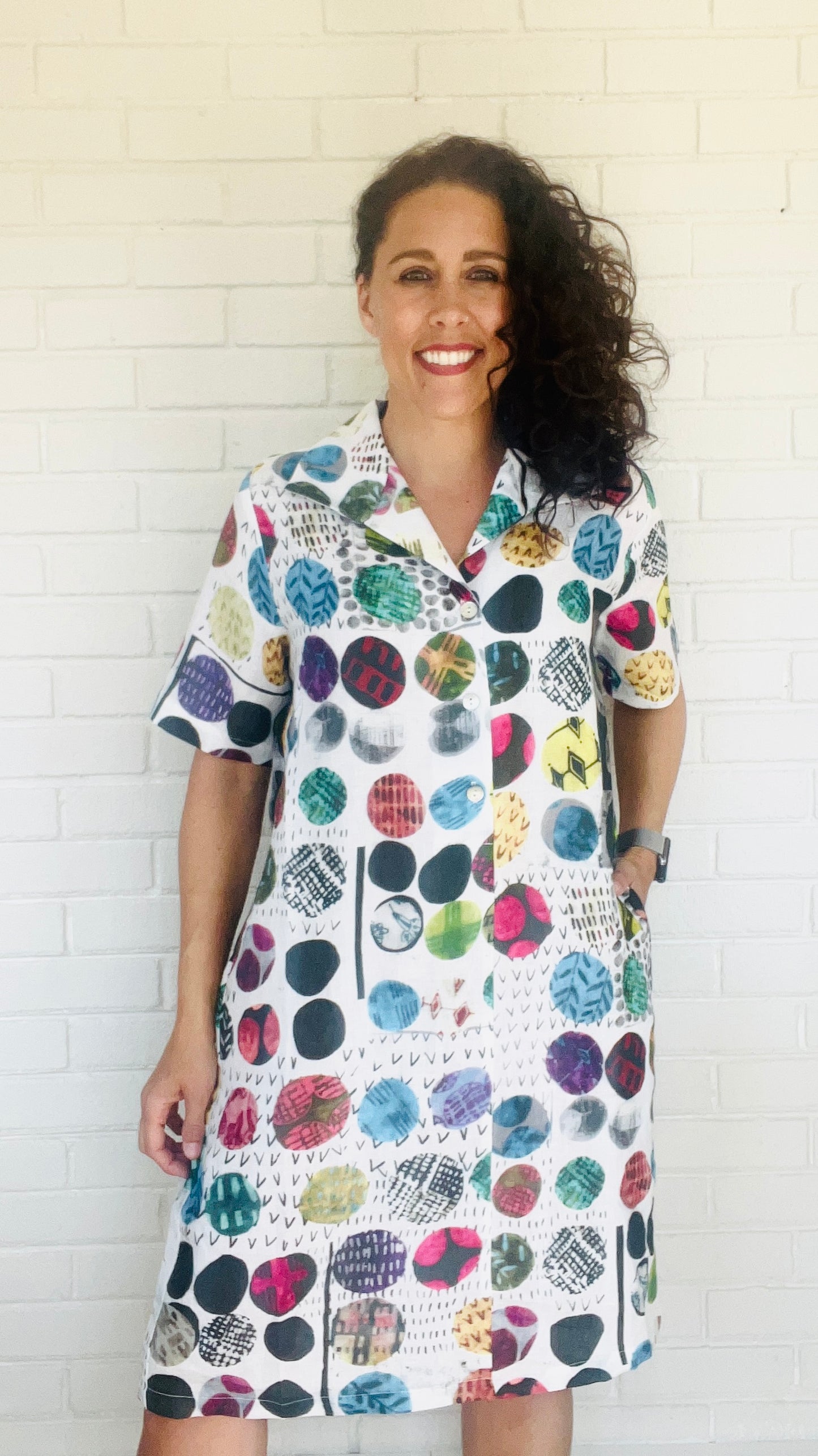 Christopher Calvin Linen Quarter Button Shirt Dress