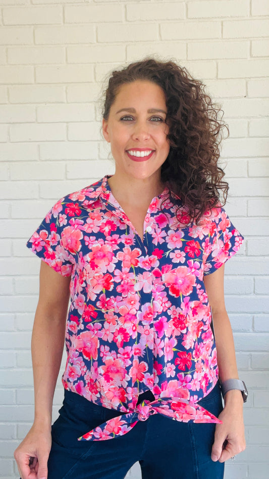 APNY Tie Front Camp Shirt - Multiple Prints