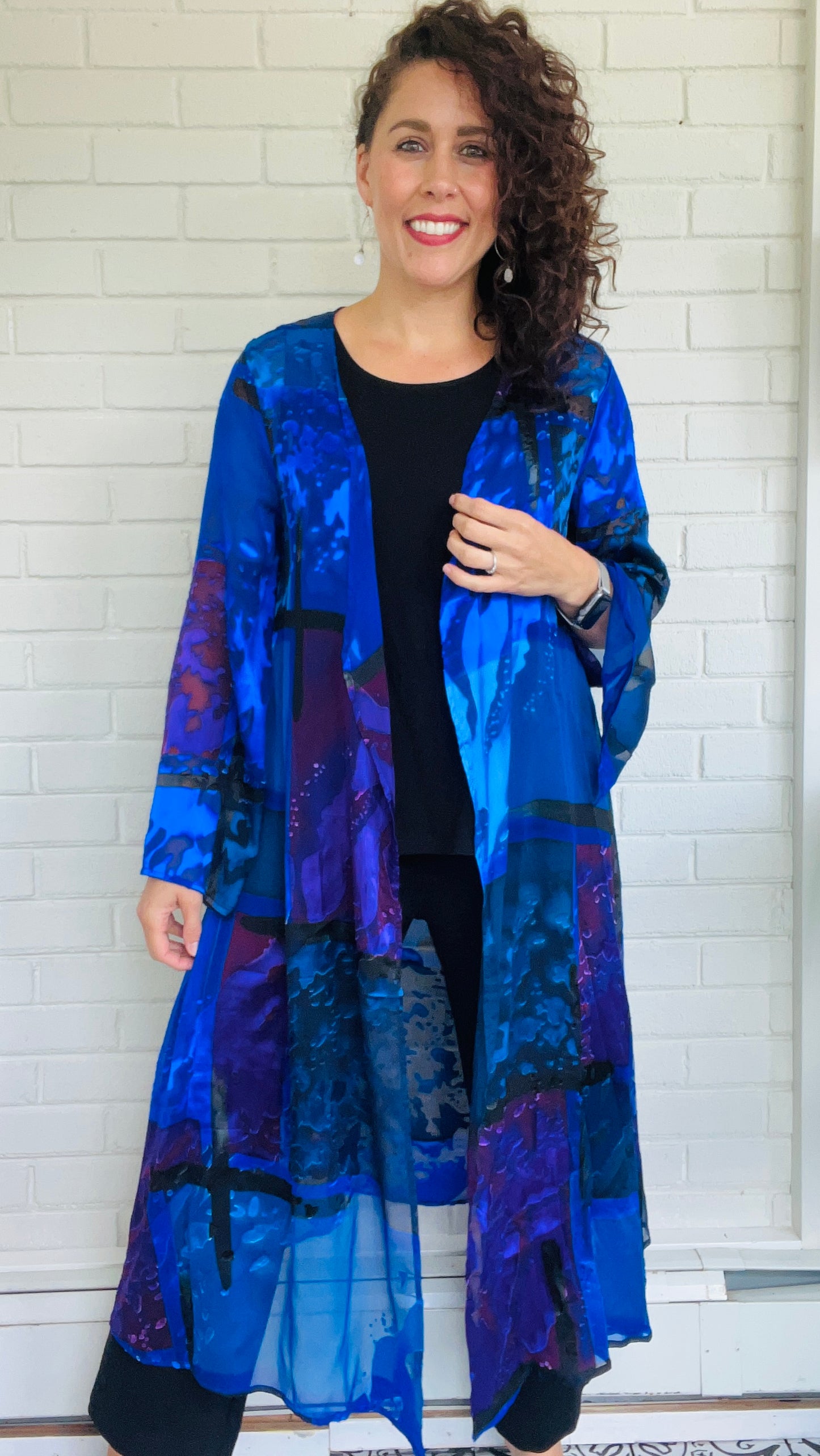 Ammpoure Silk Burnout Long Duster - Multiple Prints