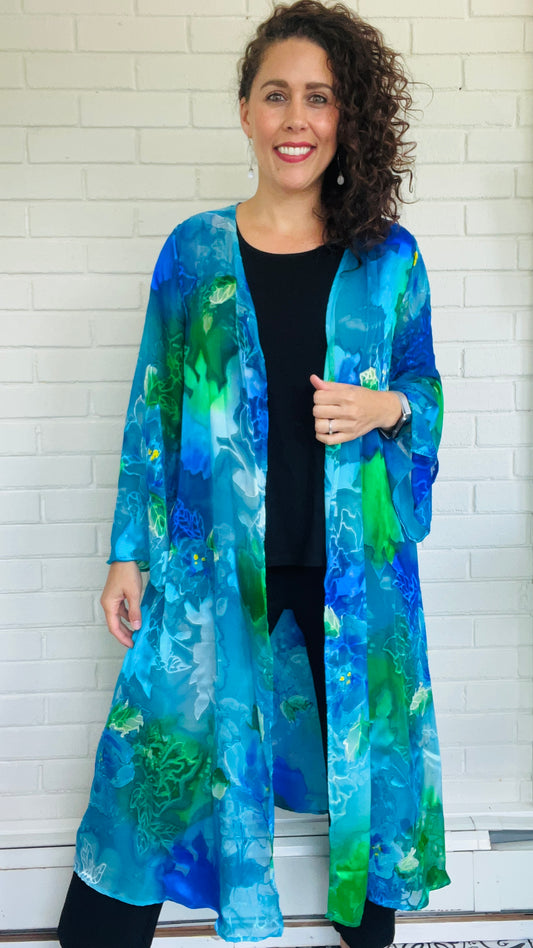 Ammpoure Silk Burnout Long Duster - Multiple Prints