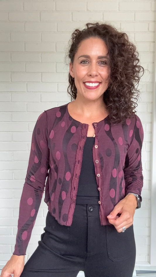 Cut Loose Dot Jacquard Crop Cardigan