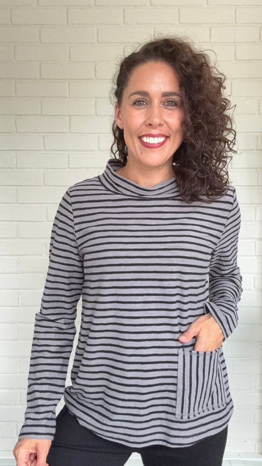 Escape Santa Barbara Stripe Chill Funnel Neck Top