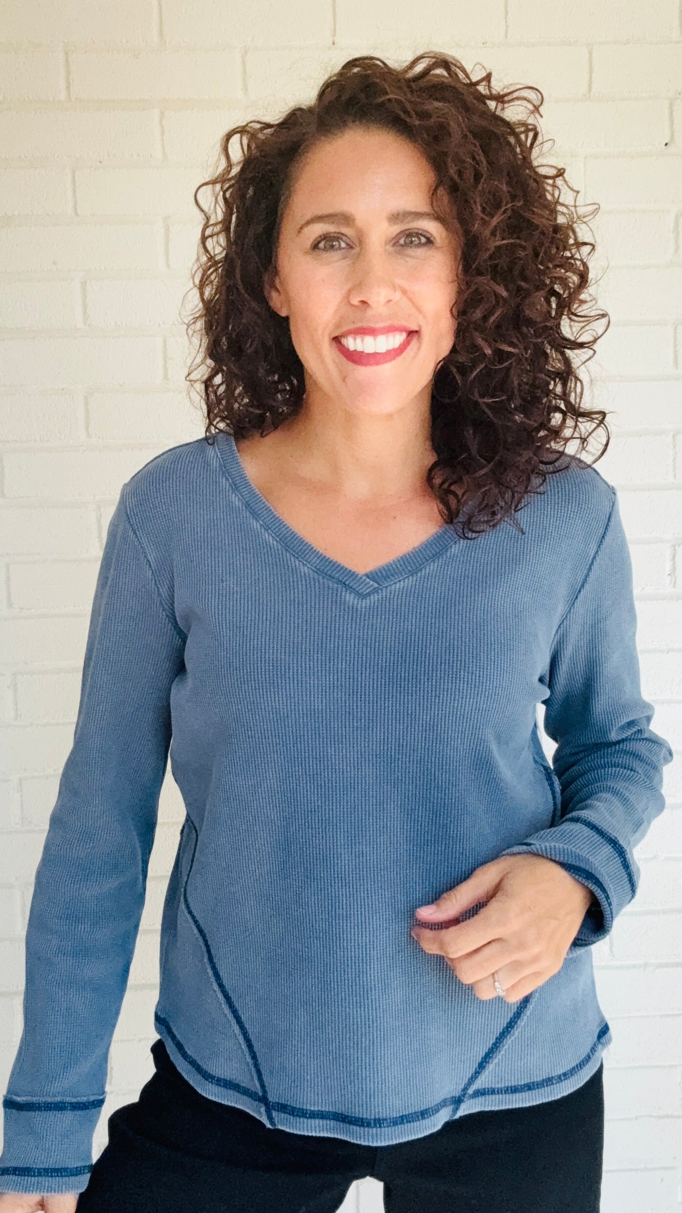 Escape Waffle Knit Wrap Seam Top - Multiple Colors