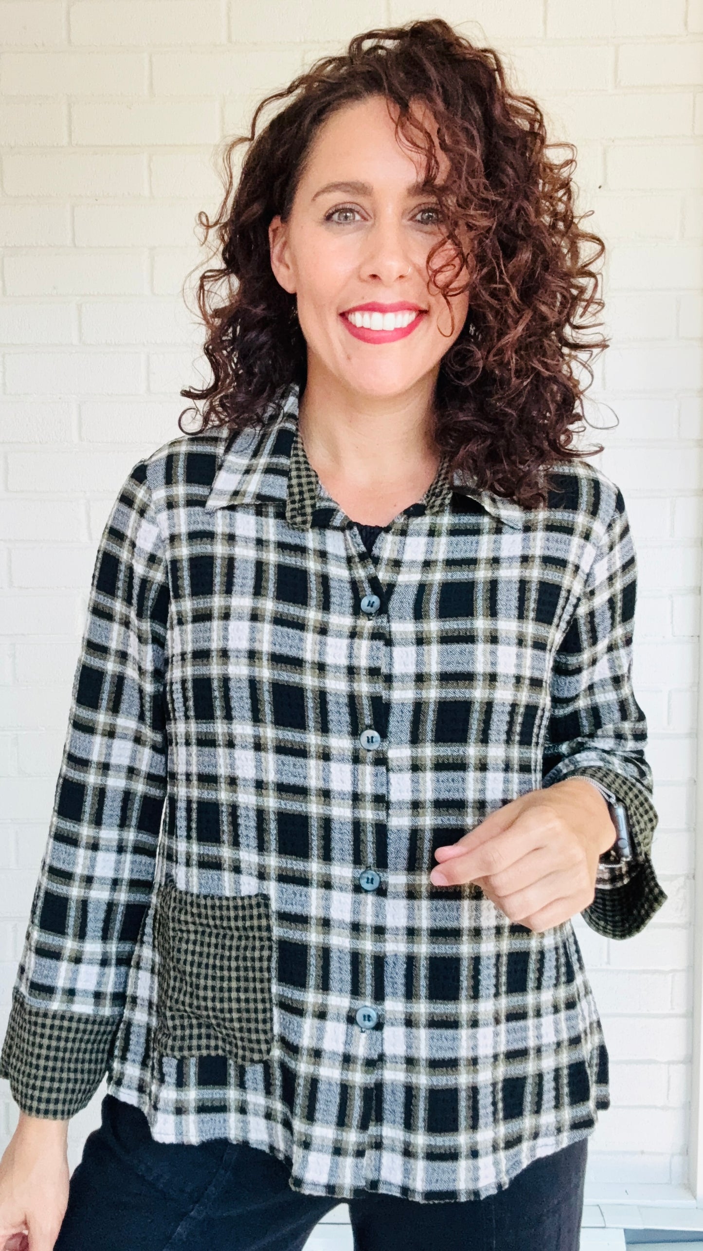 Habitat Girl Gone Plaid Mixed Pocket Shirt - Multiple Colors