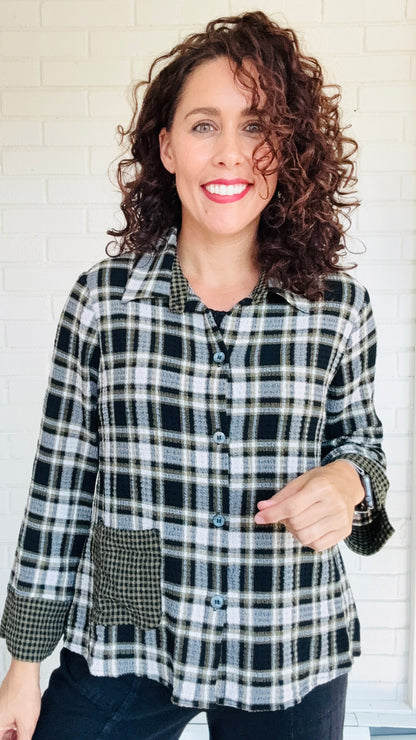 Habitat Girl Gone Plaid Mixed Pocket Shirt - Multiple Colors