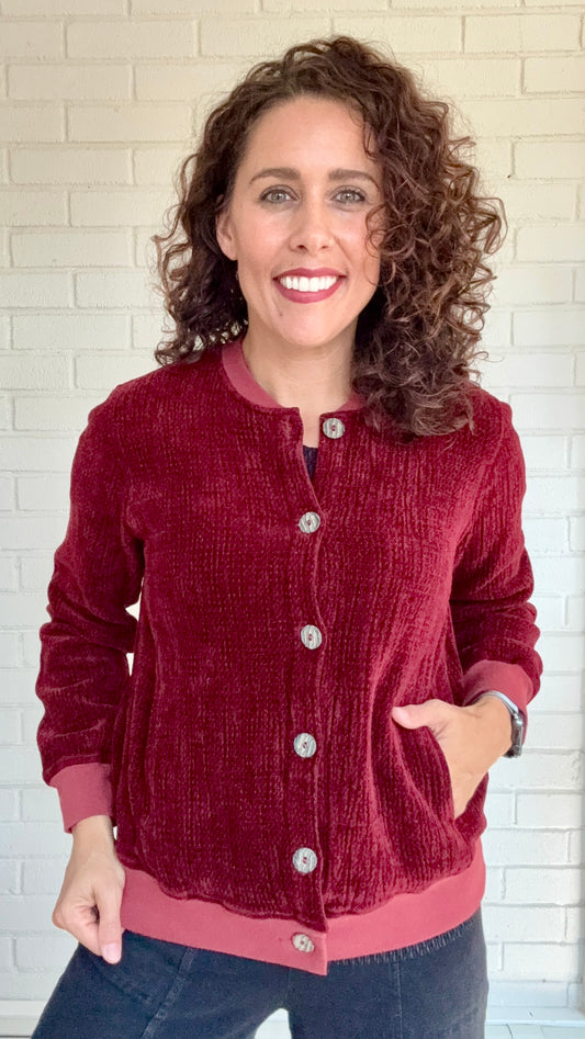 Heartstrings by Kleen Chenille Bomber
