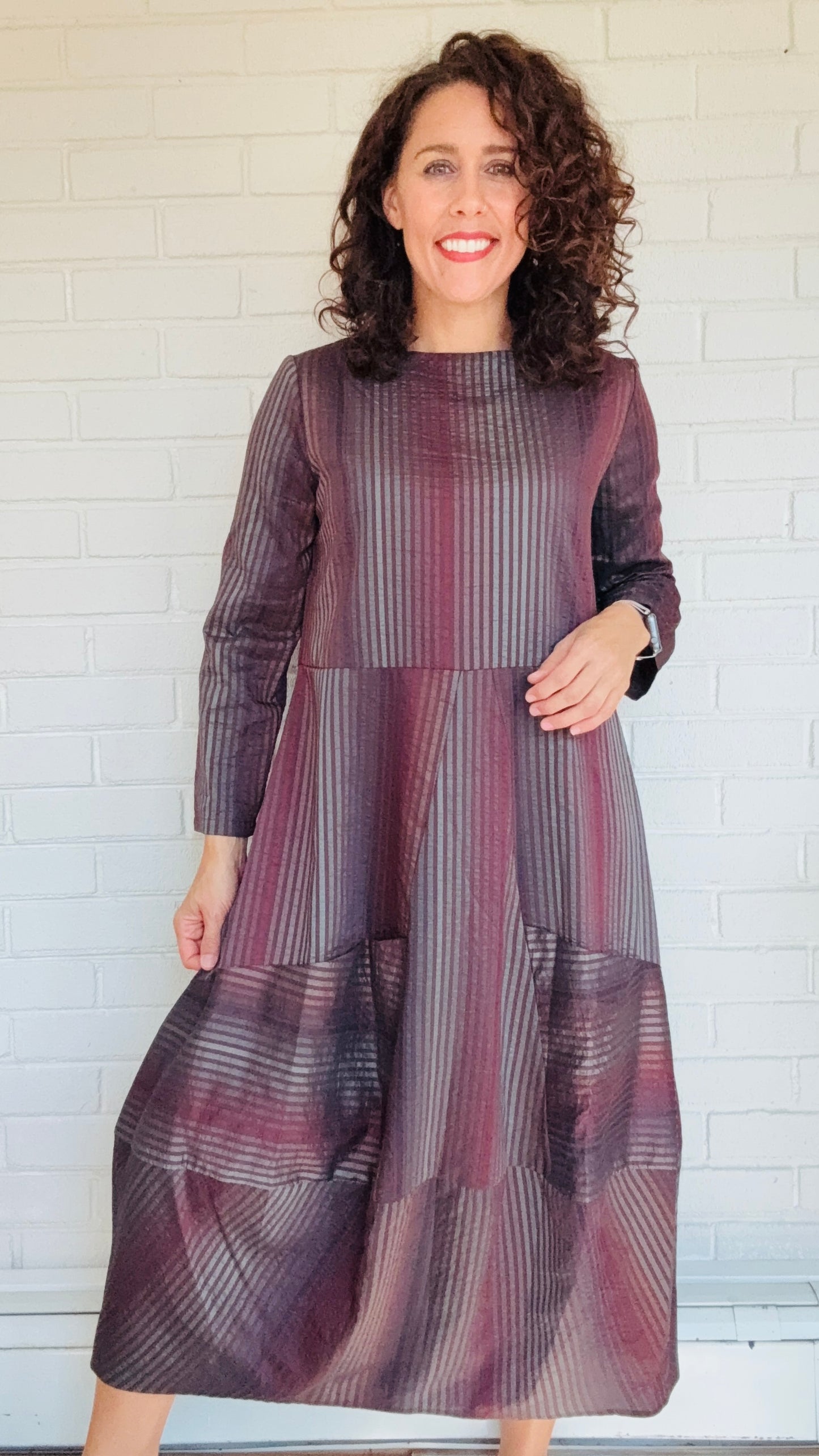 Niche Shimmer Stripe Dome Dress - Multiple Colors