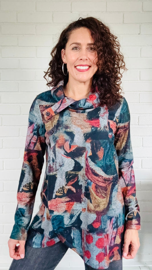 Pure Essence Double Button Cowl Tunic