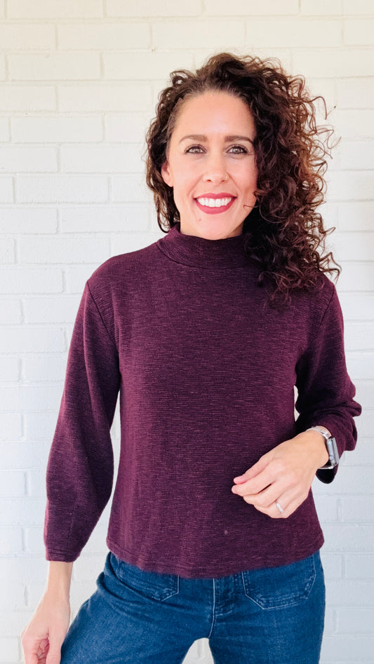 Cut Loose Crimped Mock Neck Top - Multiple Colors