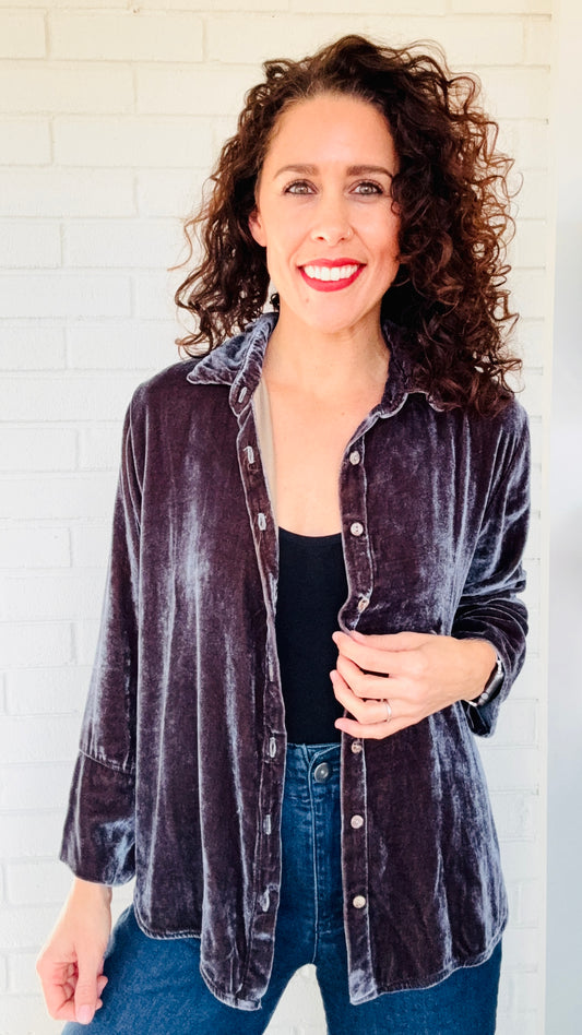 Cut Loose Silk Velvet Crop Easy Shirt - Multiple Colors