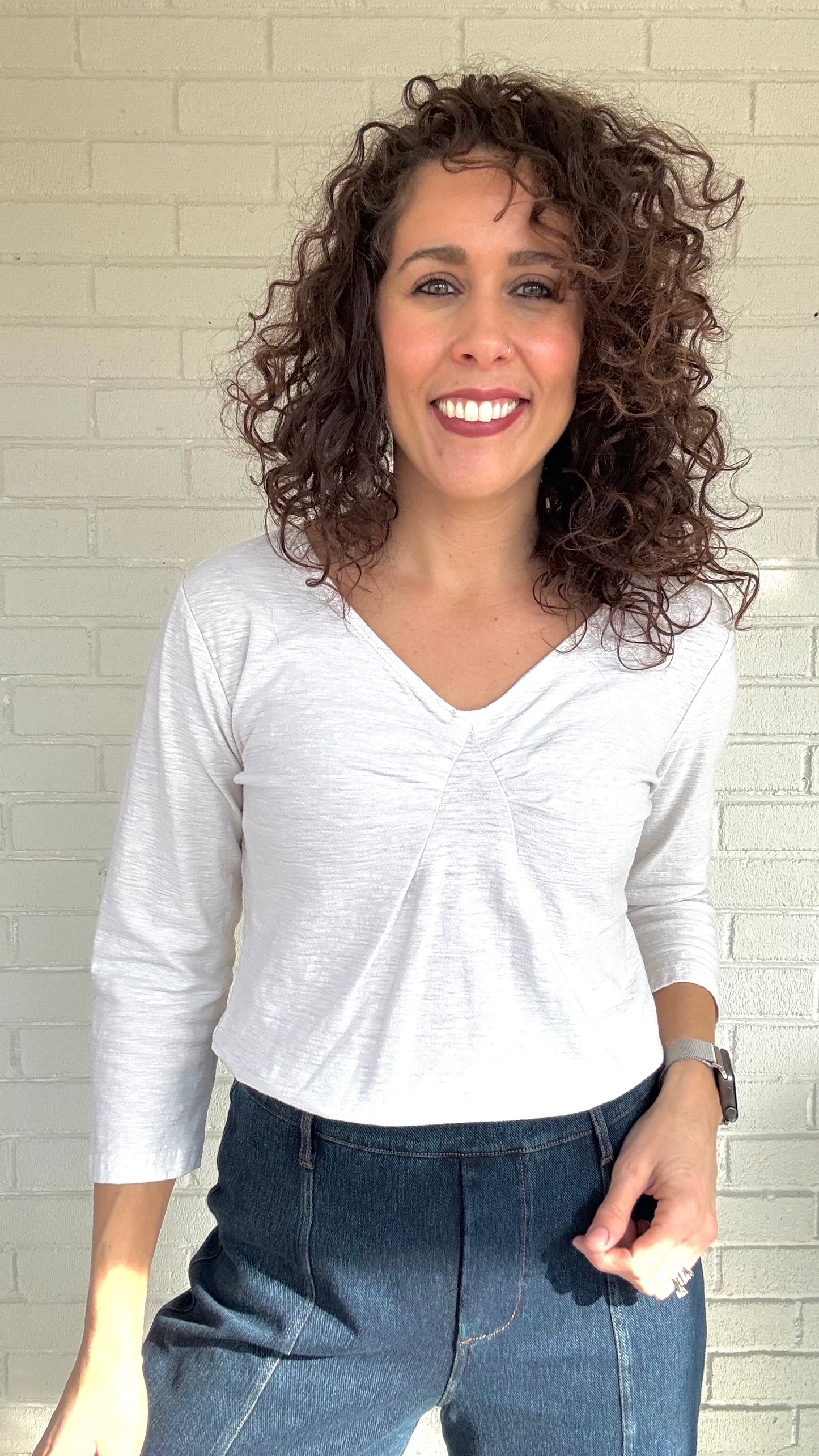 Cut Loose Cotton/Linen 3/4 Sleeve Tuck Front Tee - Multiple Colors