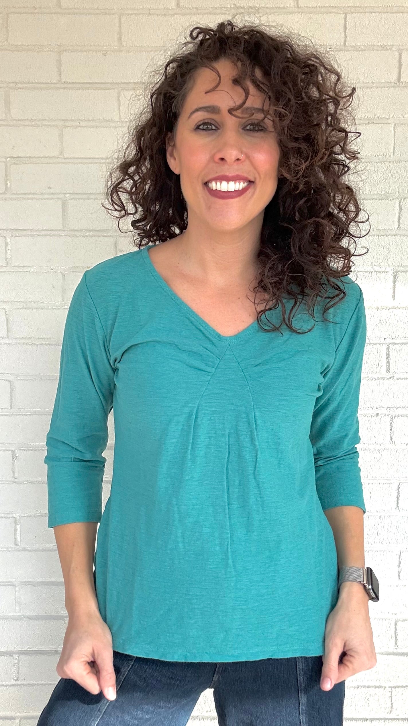Cut Loose Cotton/Linen 3/4 Sleeve Tuck Front Tee - Multiple Colors