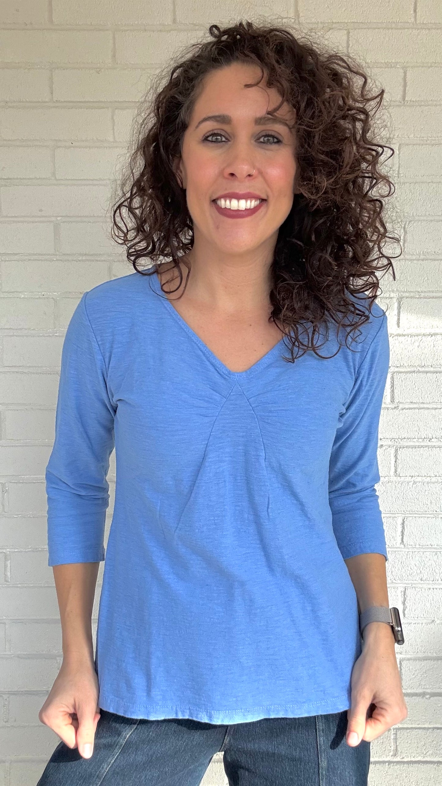 Cut Loose Cotton/Linen 3/4 Sleeve Tuck Front Tee - Multiple Colors