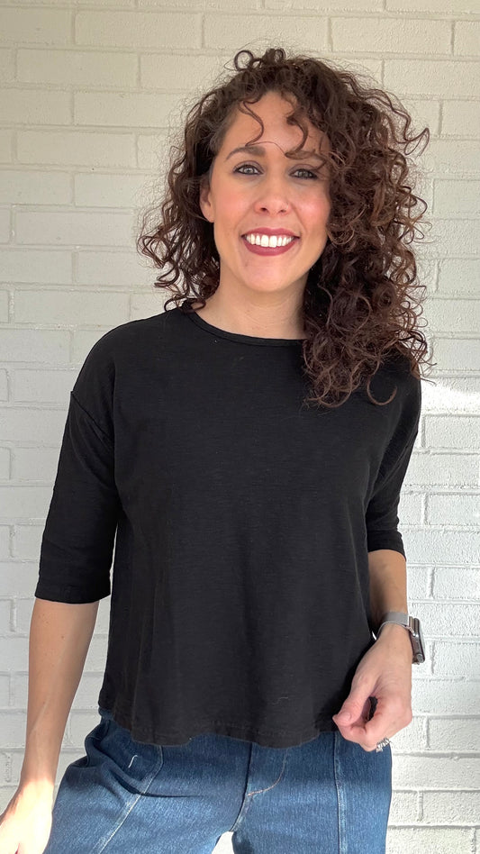 Cut Loose Cotton/Linen Drop Shoulder Tee - Multiple Colors