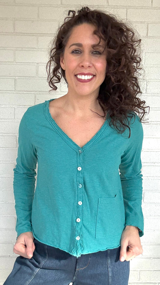 Cut Loose Cotton/Linen Crop Pocket Cardigan - Multiple Colors