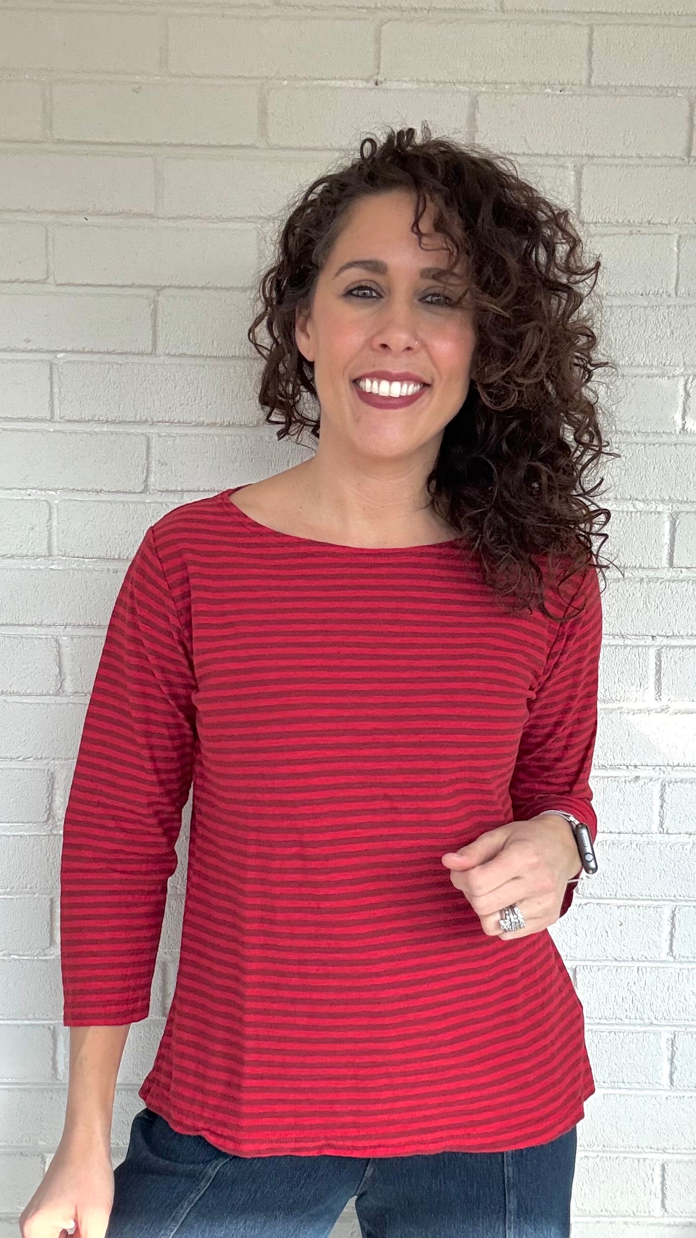 Cut Loose Cotton/Linen Grey Stripe Boatneck Tee - Multiple Colors