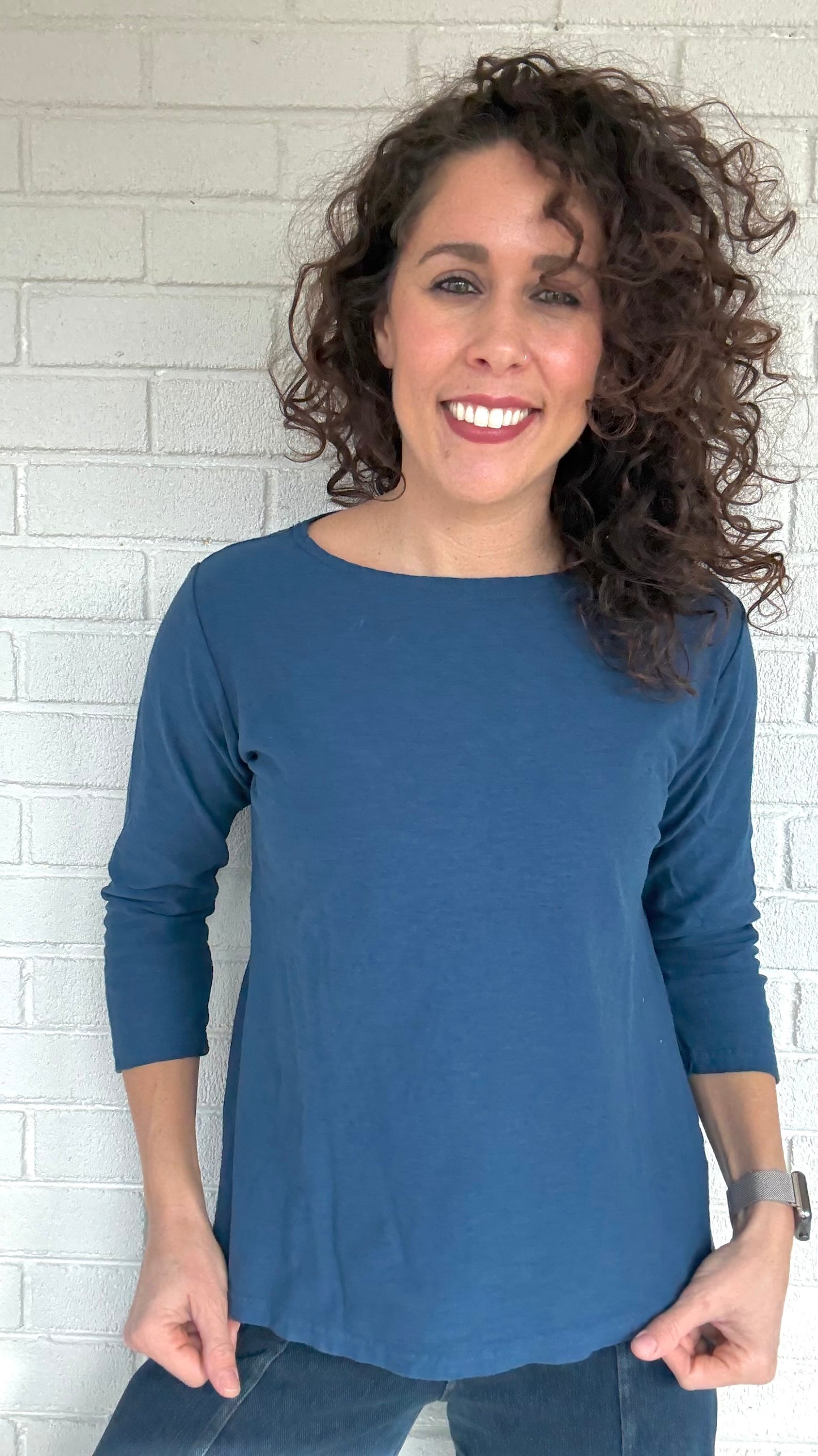 Cut Loose Cotton/Linen 3/4 Sleeve Boatneck Tee - Multiple Colors