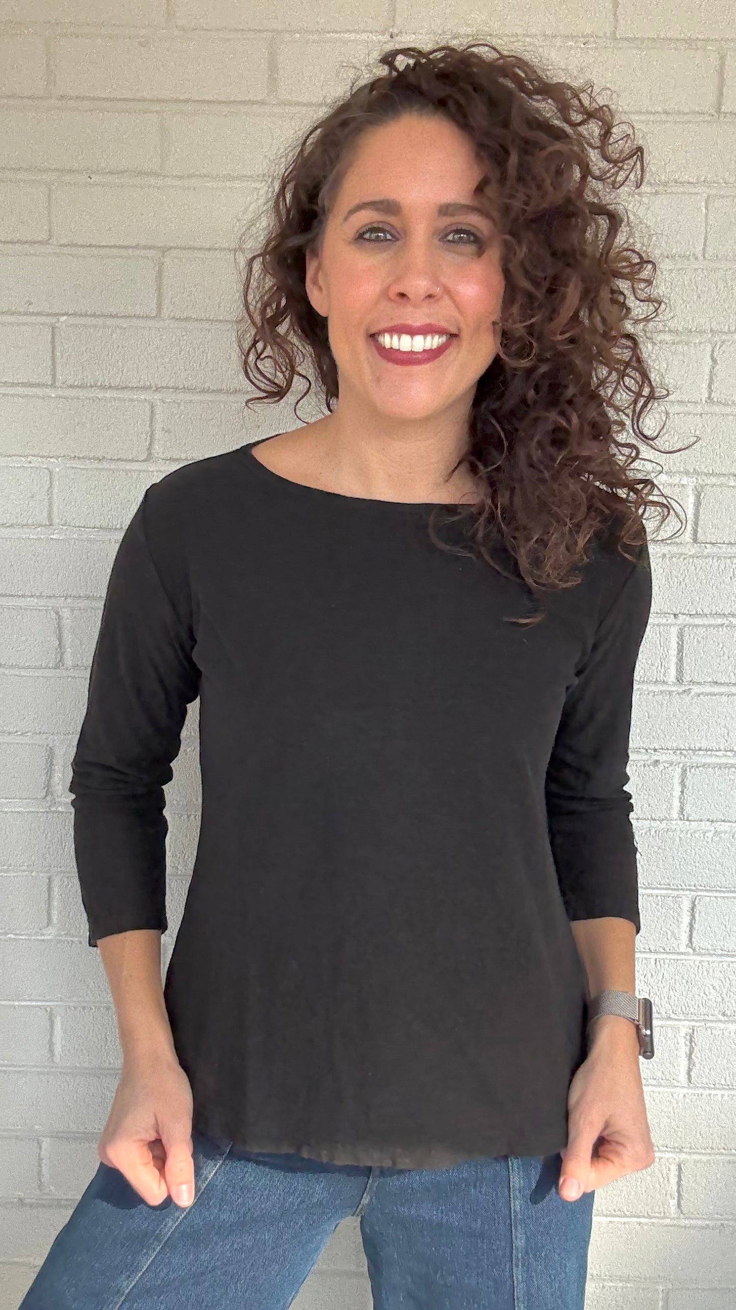 Cut Loose Cotton/Linen 3/4 Sleeve Boatneck Tee - Multiple Colors