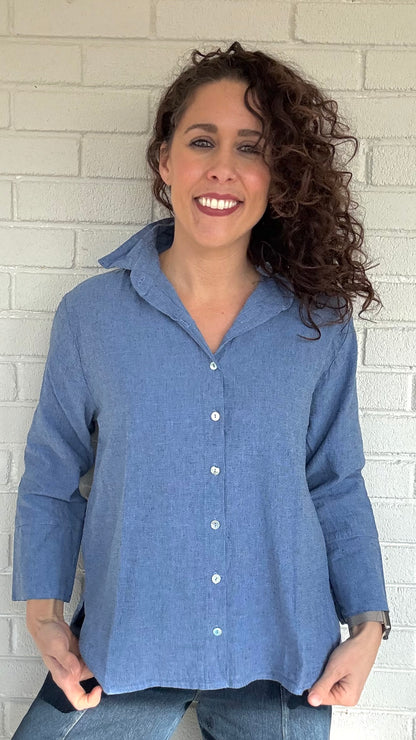 Cut Loose Crosshatch Crop Easy Shirt - Multiple Colors