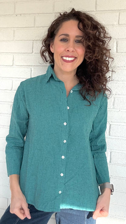 Cut Loose Crosshatch Crop Easy Shirt - Multiple Colors