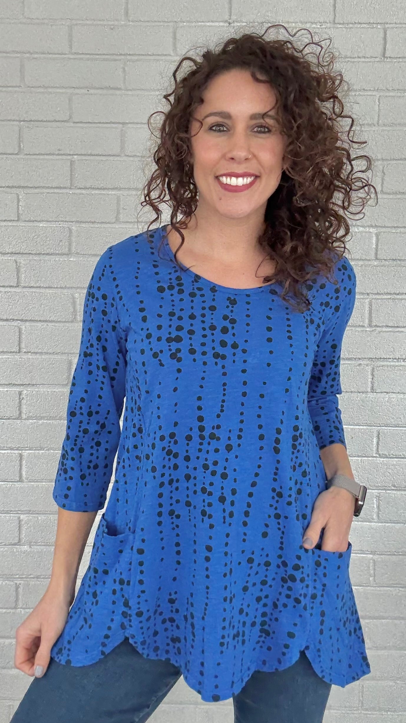 Cotton Lani 2 Pocket Scallop Edge Tunic