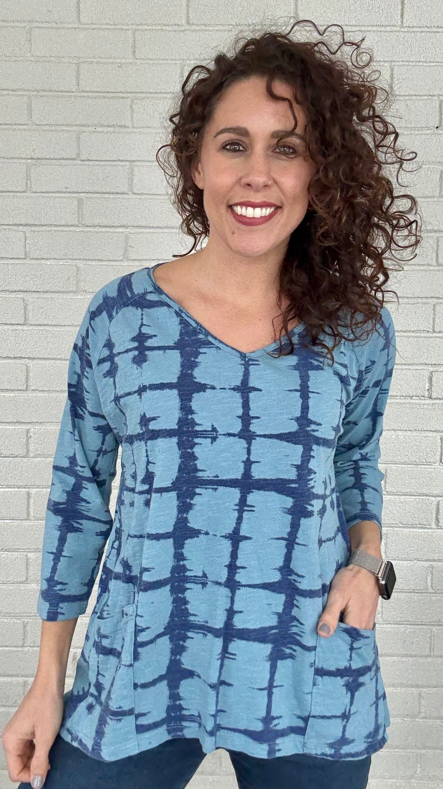 Cotton Lani 3/4 Sleeve Pocket Top