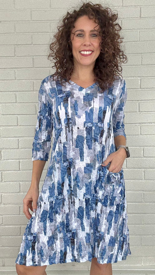 Shana Apparel Crinkle Drawstring Pocket Dress