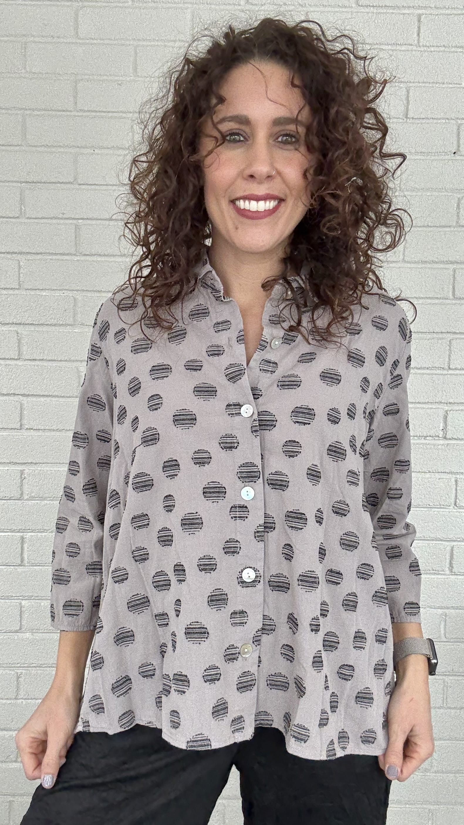 Cotton Lani Blouses Cotton Lani Woven Dot Shirt - Multiple Colors 00400862 Cotton Lani Woven Dot Shirt - Multiple Colors