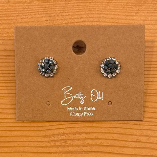 Betty Oh Jewelry Earrings Betty Oh Hematite Flower Halo Post Earrings 37604062 Betty Oh Hematite Flower Halo Post Earrings