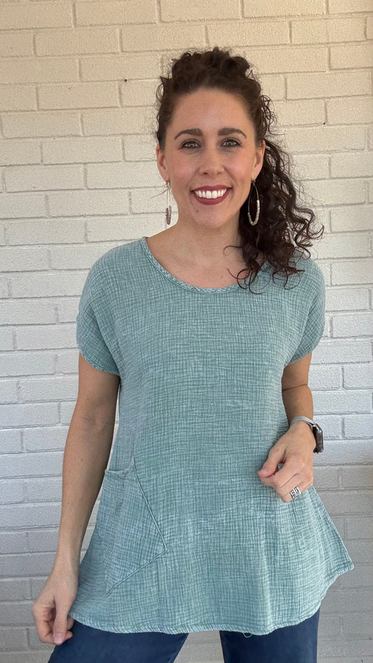 Cotton Lani Tees Cotton Lani Cotton Gauze Mineral Wash Cap Sleeve Top - Multiple Colors 69036766 Cotton Lani Cotton Gauze Mineral Wash Cap Sleeve Top - Multiple Colors