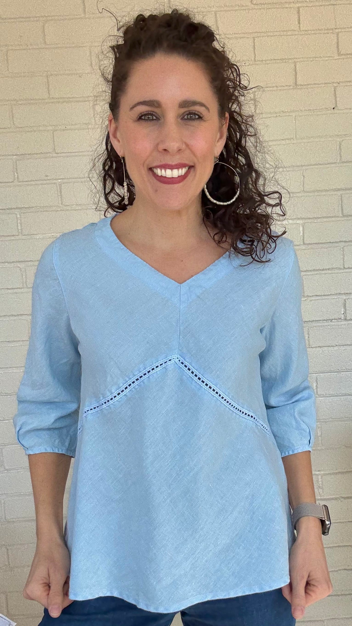 Heartstrings Tops Heartstrings by Kleen 3/4 Sleeve Linen Top 91907806 Heartstrings by Kleen 3/4 Sleeve Linen Top