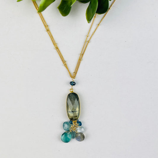 Labradorite Oval Cluster Necklace