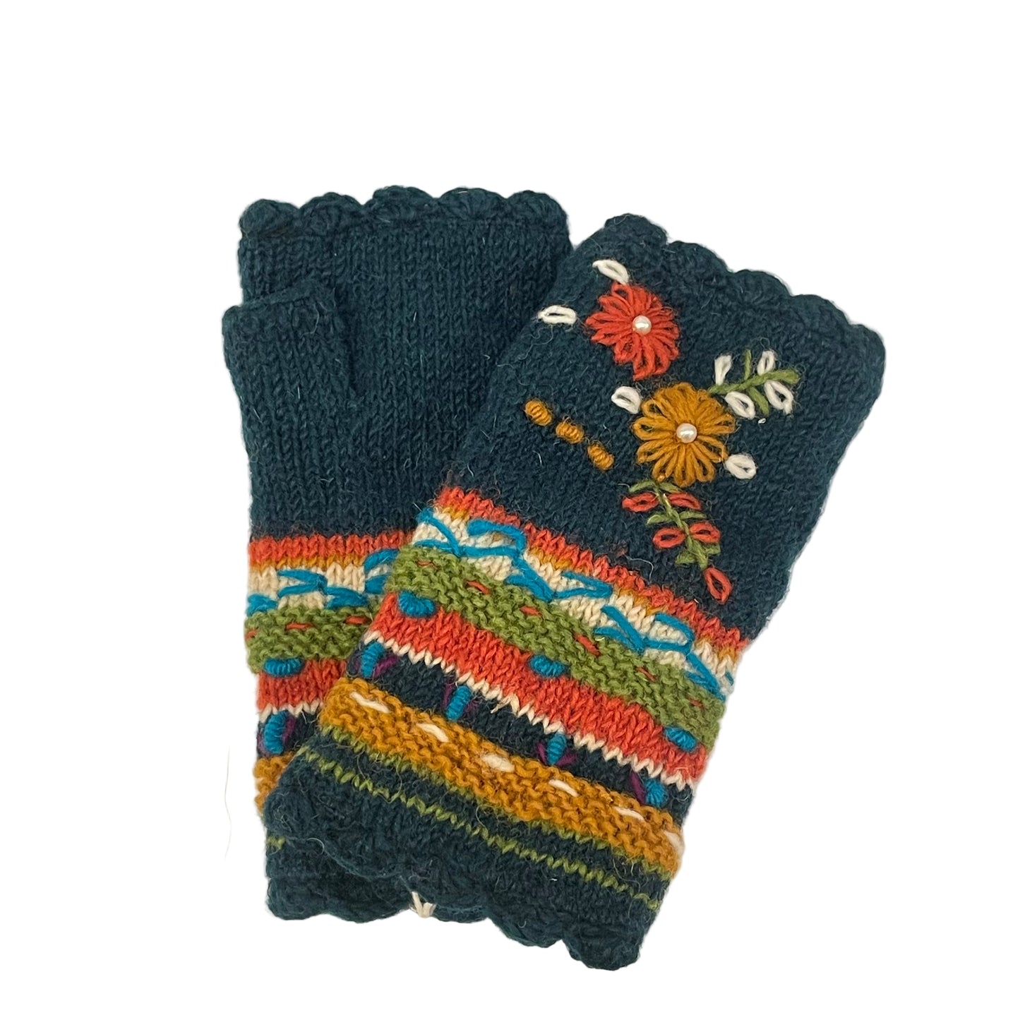 Winter Knit Crochet Fingerless Gloves - Multiple Colors