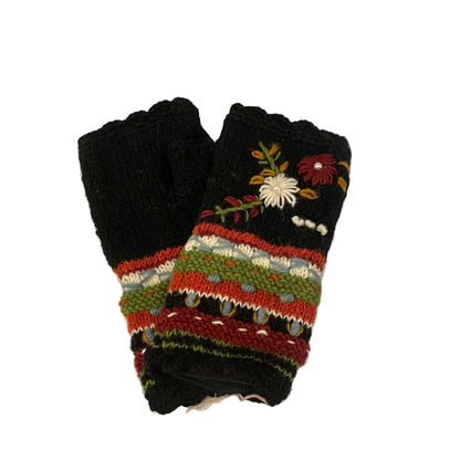 Winter Knit Crochet Fingerless Gloves - Multiple Colors
