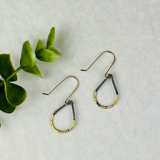 Metamorphosis Metals Steel & Gold Teardrop Earring