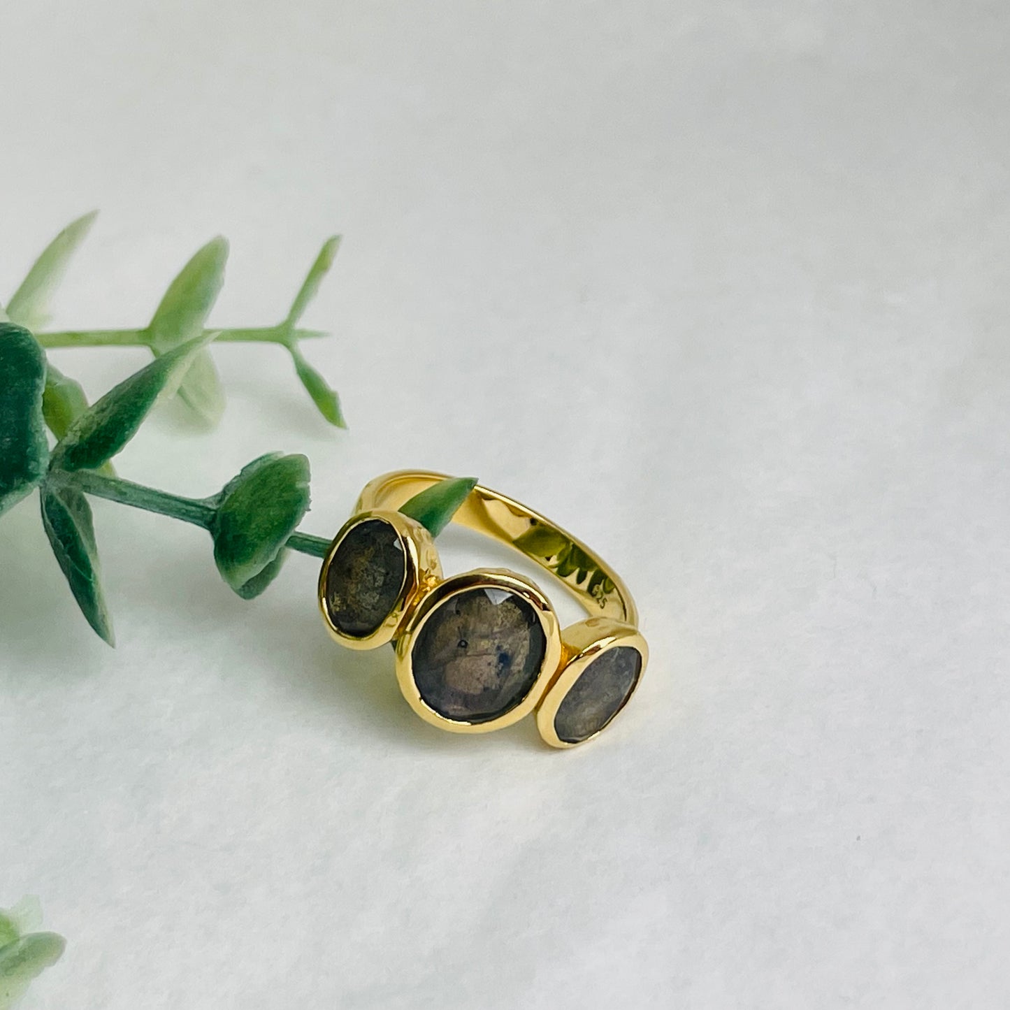 Treisi Jewelry 24K Gold Vermeil 3 Stone Ring