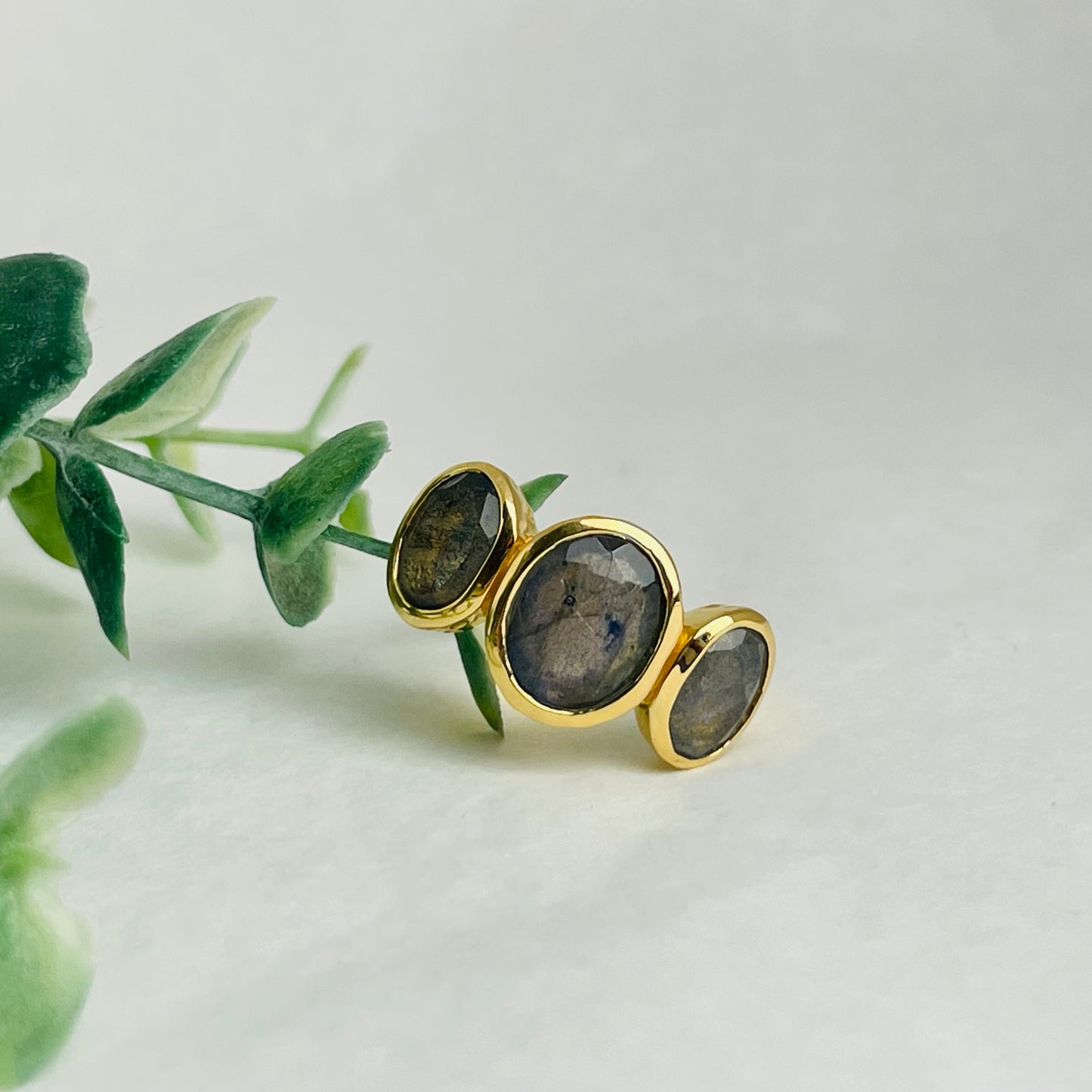 Treisi Jewelry 24K Gold Vermeil 3 Stone Ring