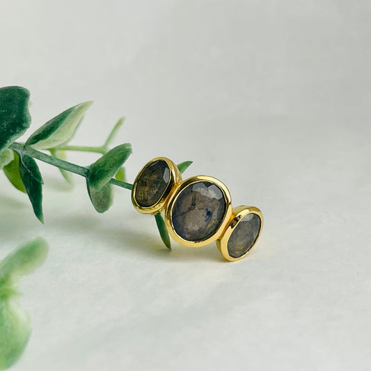 Treisi Jewelry 24K Gold Vermeil 3 Stone Ring