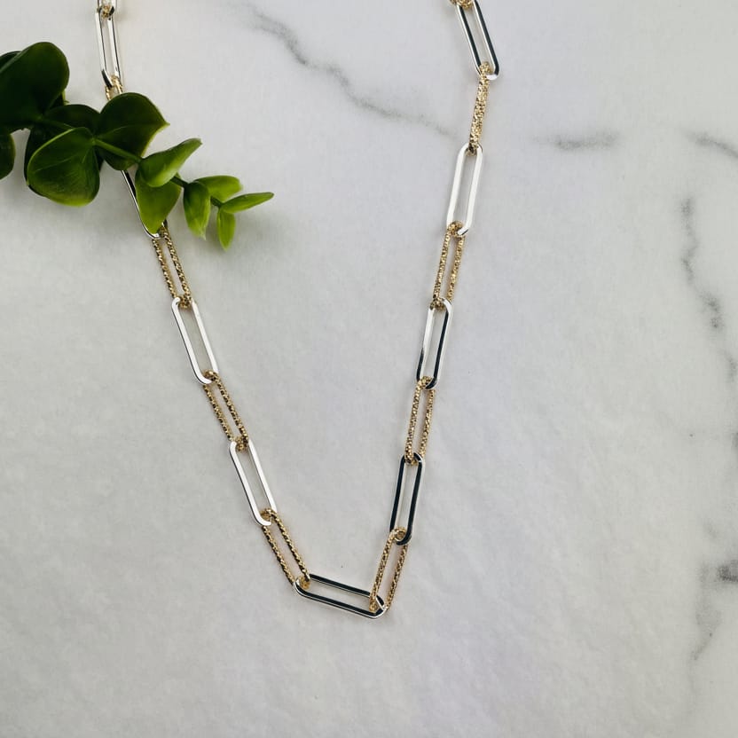 Joy Susan Necklaces Mixed Metal Paperclip Necklace - Multiple Metals 64772574 Mixed Metal Paperclip Necklace - Multiple Metals