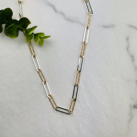Mixed Metal Paperclip Necklace - Multiple Metals
